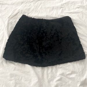Faux fur black mini skirt